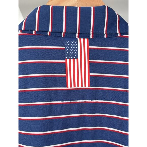 Rhoback Golf Polo Men’s XL Red White Blue US Flag 3 Button Stretch SS - Picture 7 of 13